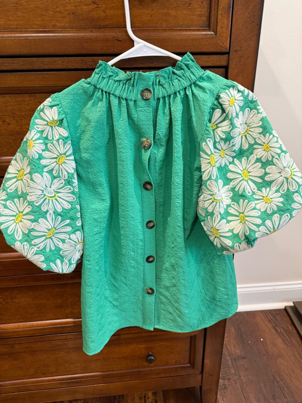THML Green Puff-Sleeve Daisy Blouse - Picture 5 of 5